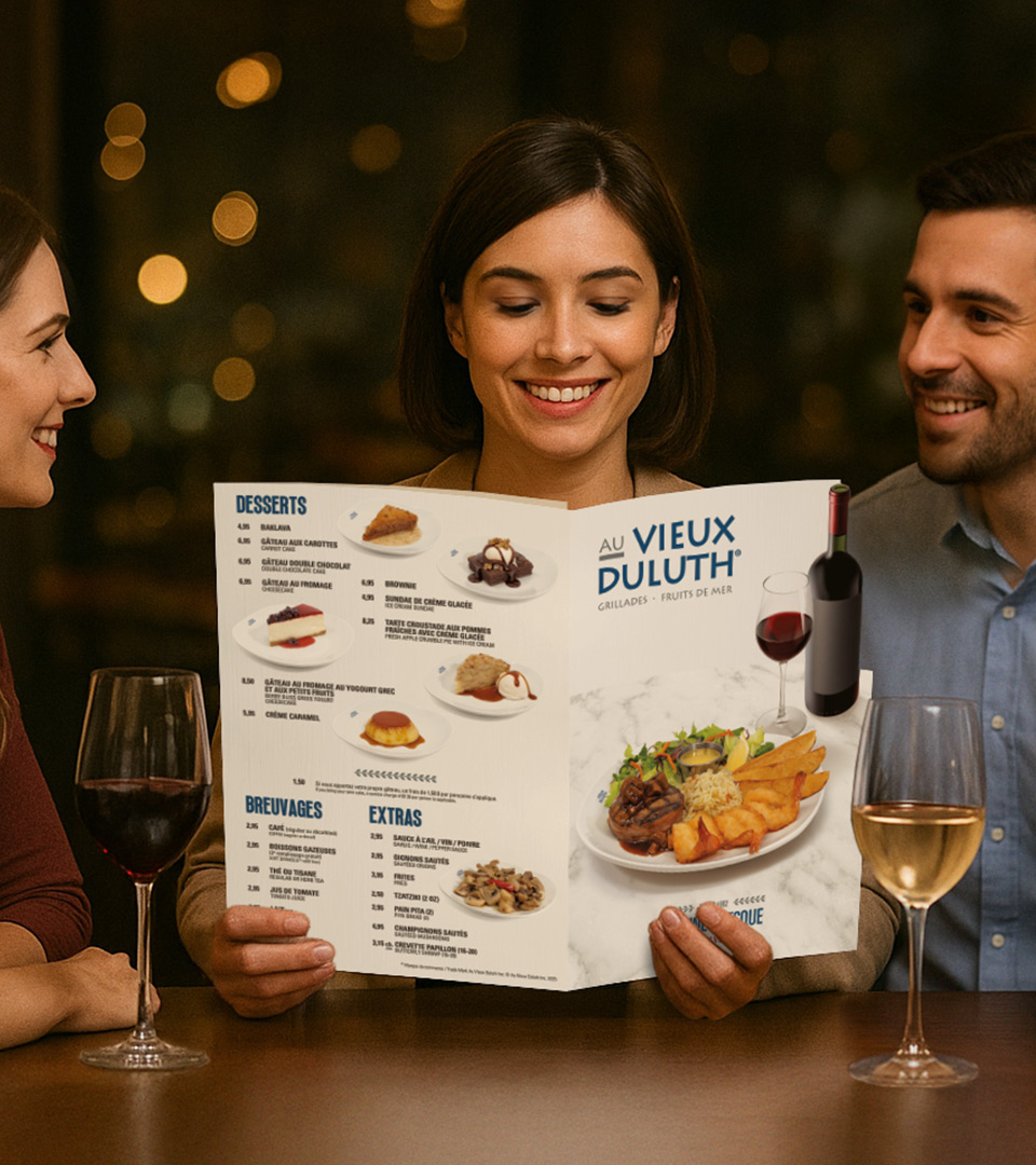 Menu dépliant Québec